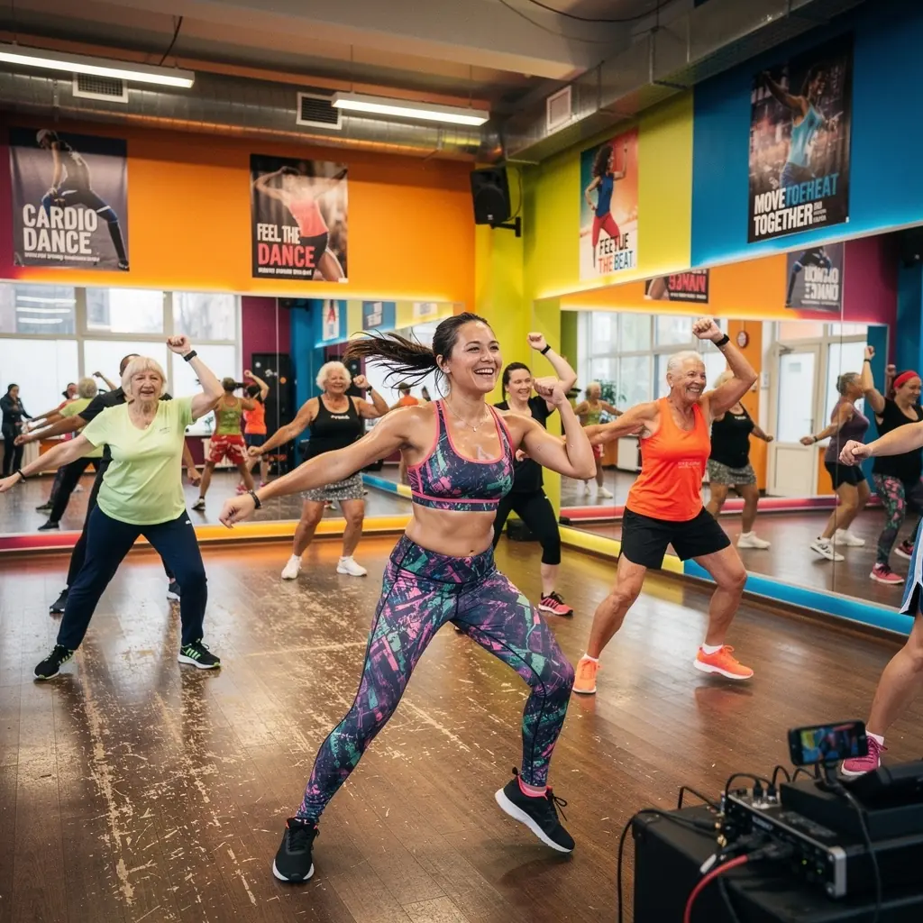 Trener prowadzący zajęcia z treningu siłowego, motywujący uczestników do osiągania lepszych wyników.