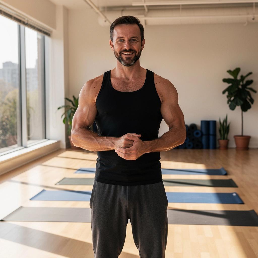 Osoba ćwicząca na rowerze stacjonarnym w nowoczesnym studiu fitness.